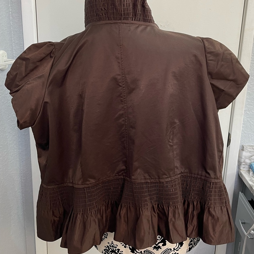 Dark Brown Ruffled Cardigan 2XL - Picture 9 of 9